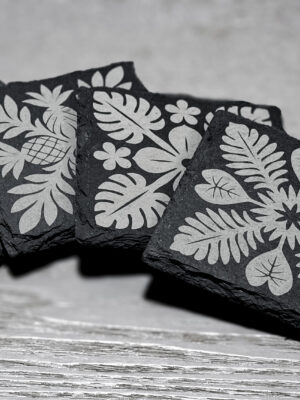 Hawaiian Quilt Slate Coaster Set of 4